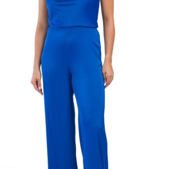 LIV FOSTER Azure Satin Cowl Neck Jumpsuit - Picture 2 of 9